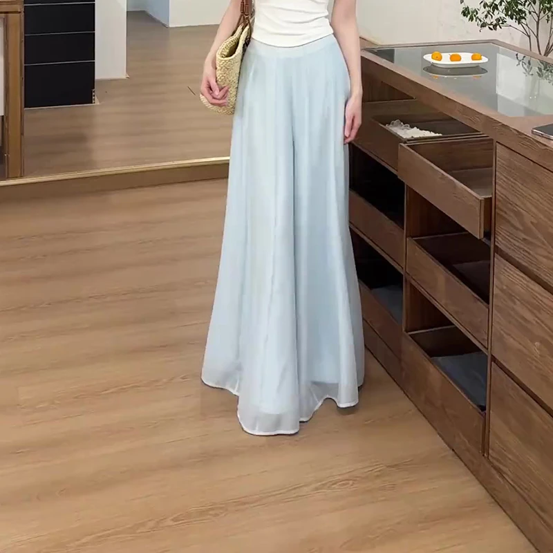 洋气百搭宽松阔腿长裤休闲裤子夏季新款韩版垂坠感洋气时髦裤子