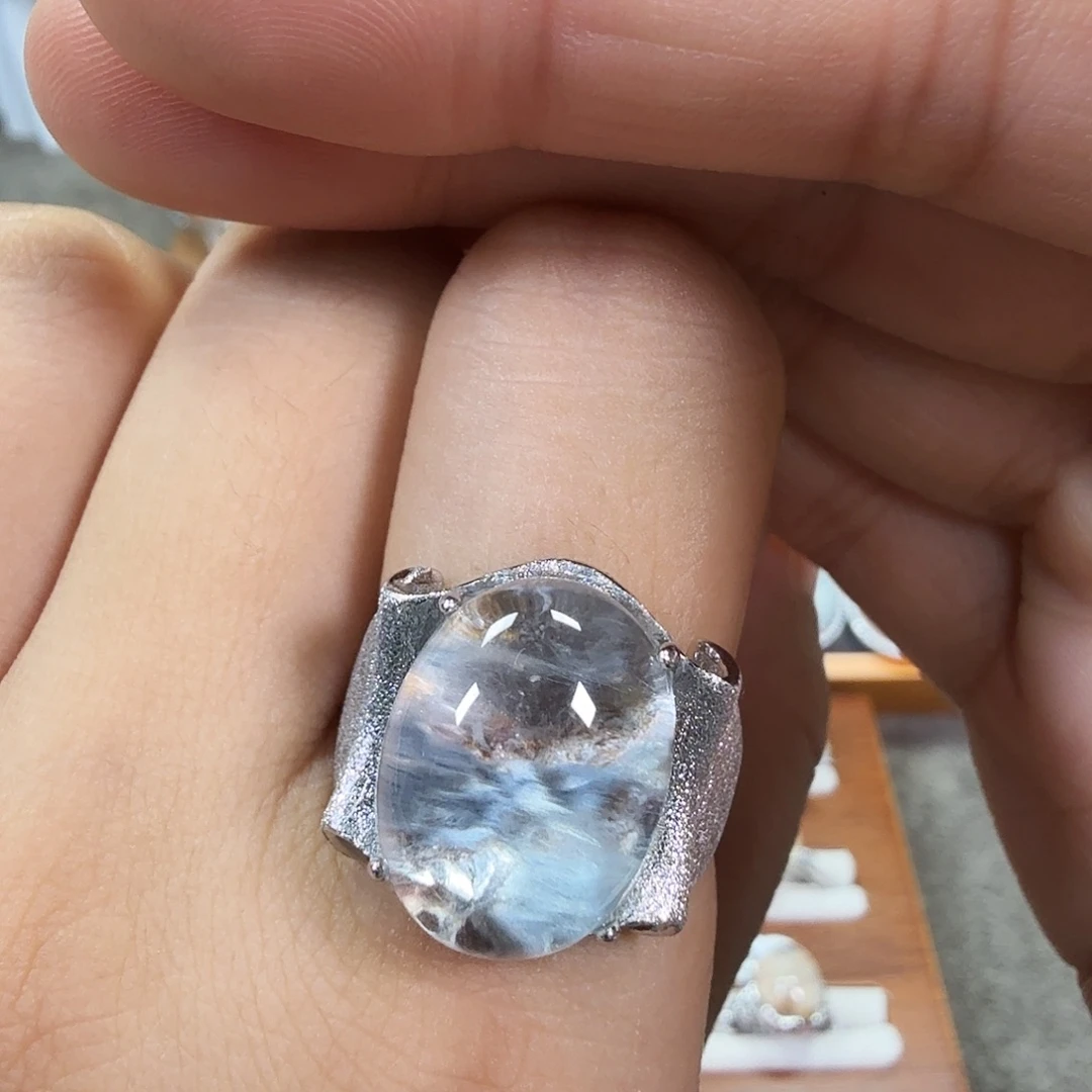 银S925镶嵌戒指水晶