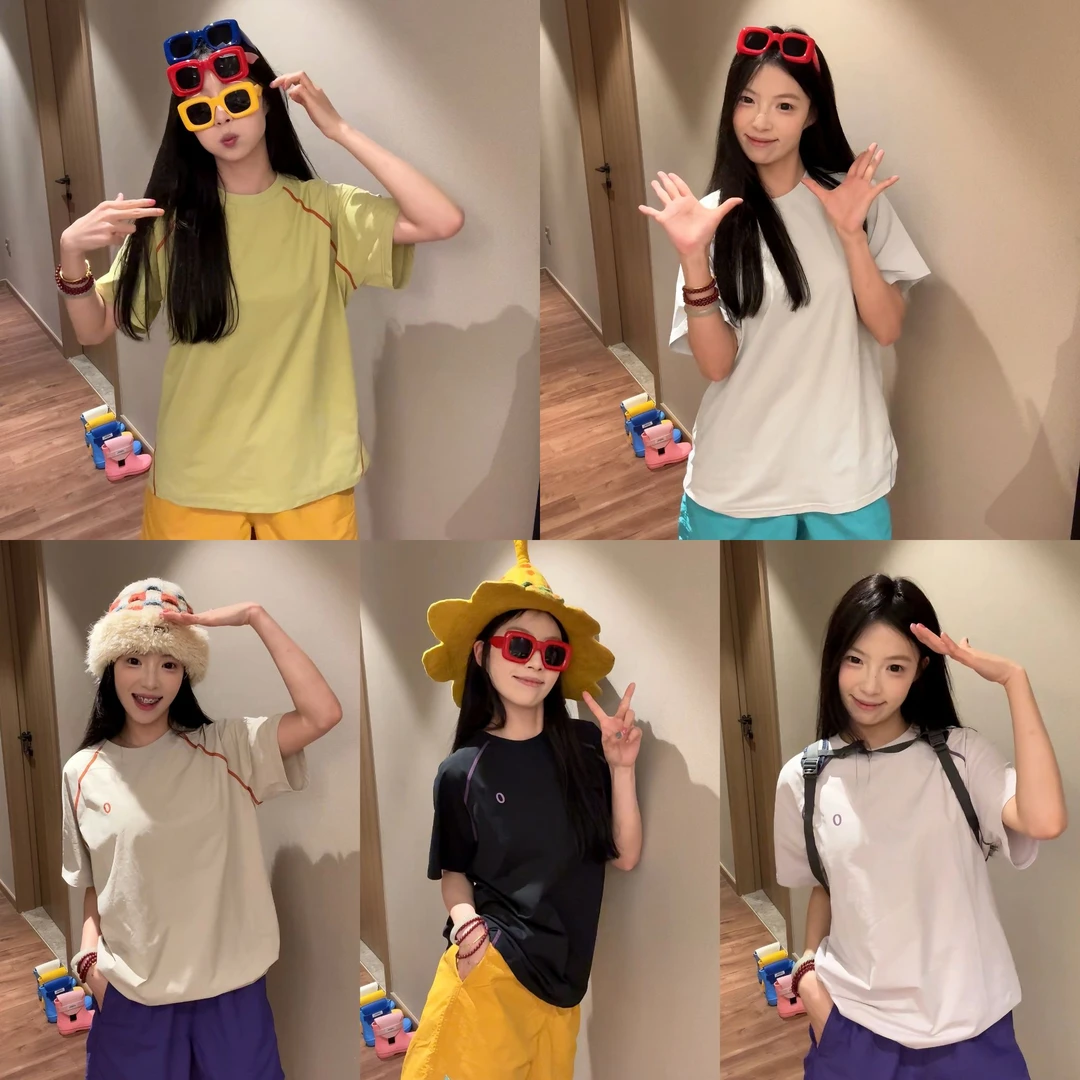 索罗娜撞色线logo运动短袖2025夏季男女同款重磅潮牌美式休闲t恤