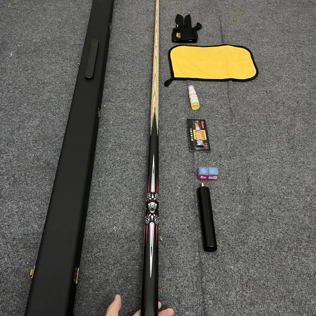 一体通杆斯诺克黑八小头台球杆传统手工白蜡木杆
