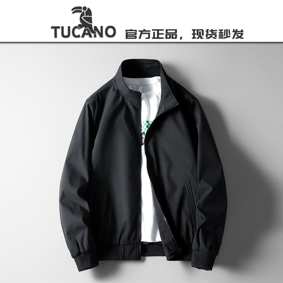 啄木鸟【官方】春秋季新款男士休闲百搭夹克棒球领纯色宽松外套男士