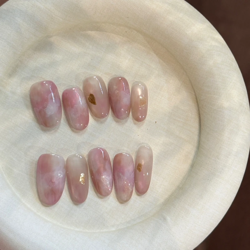 原创·锦云｜晕染渐变温柔显白猫眼穿戴甲美甲粉色系指甲贴片