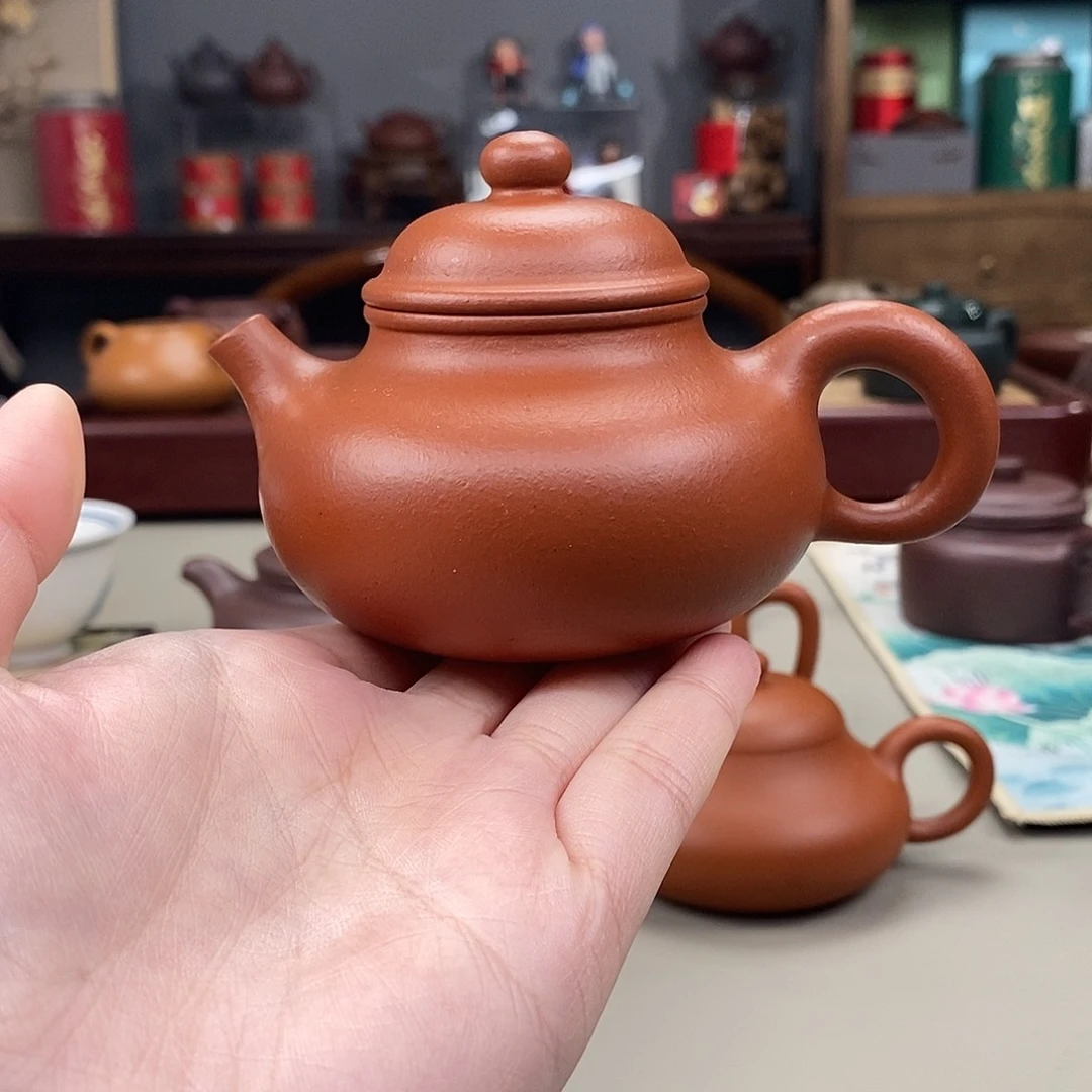 茶壶紫砂生砂朱泥容天半手140cc