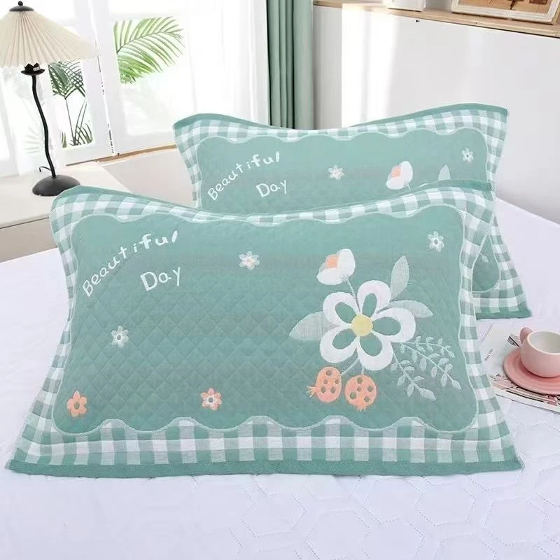 枕巾枕头巾一对纱布加大吸汗透气加厚新款柔软成人情侣欧式枕耐脏