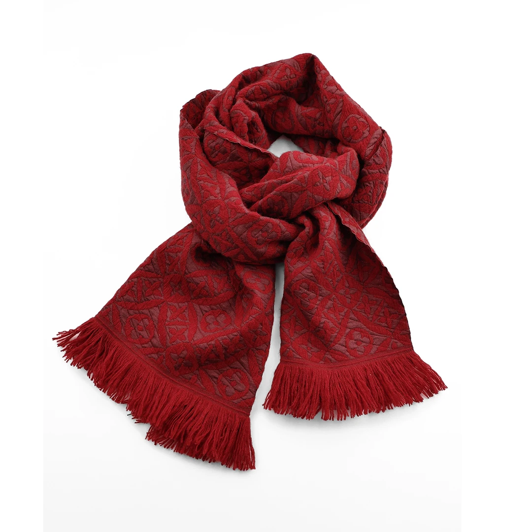 震撼推荐！小香风蚕丝羊绒围巾复古几何图案长款流苏保暖送礼礼品