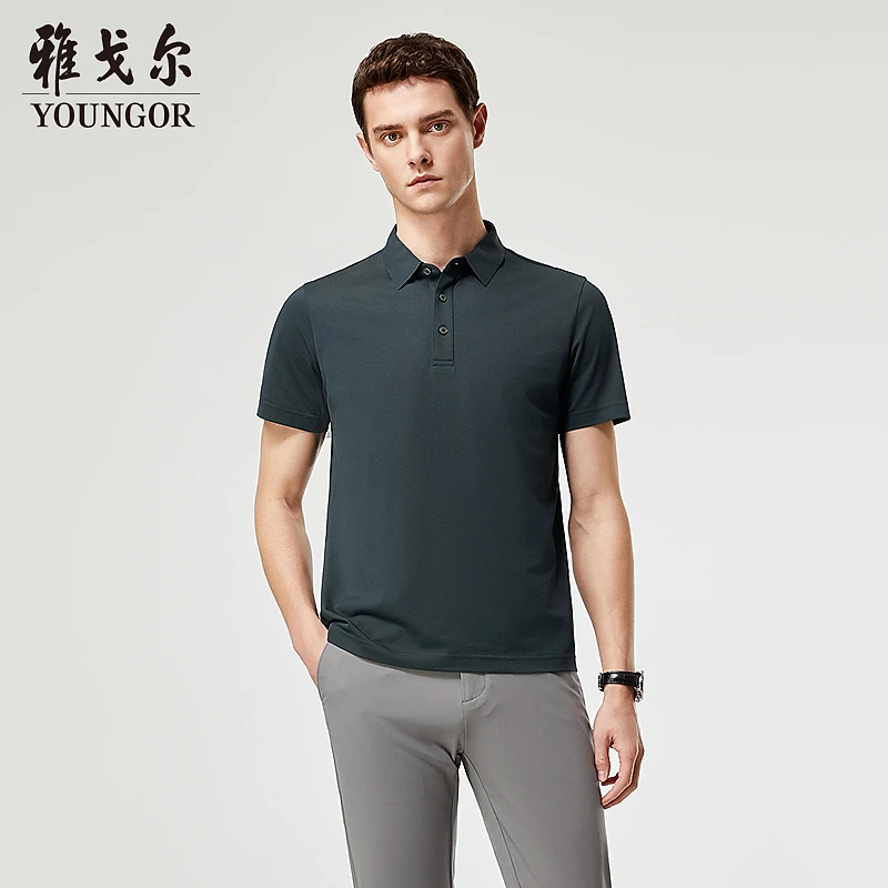 【可机洗桑蚕丝+羊毛】雅戈尔夏季男装短袖POLO衫商务休闲T恤513118