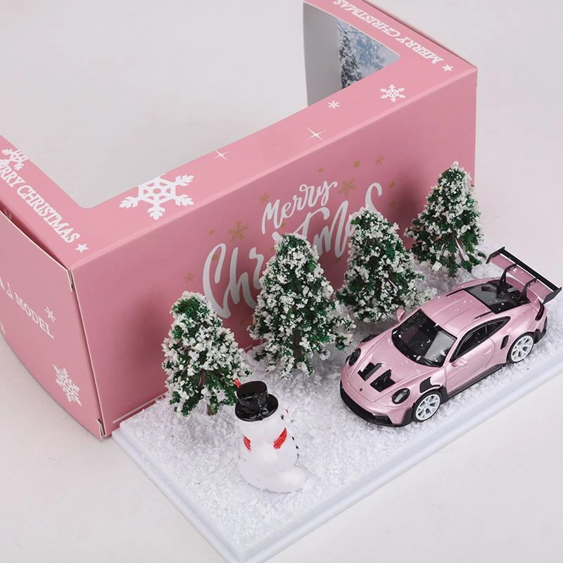 MJ保时捷911GT3rs992 雪景圣诞1:64仿真合金收藏车模男孩摆件礼物