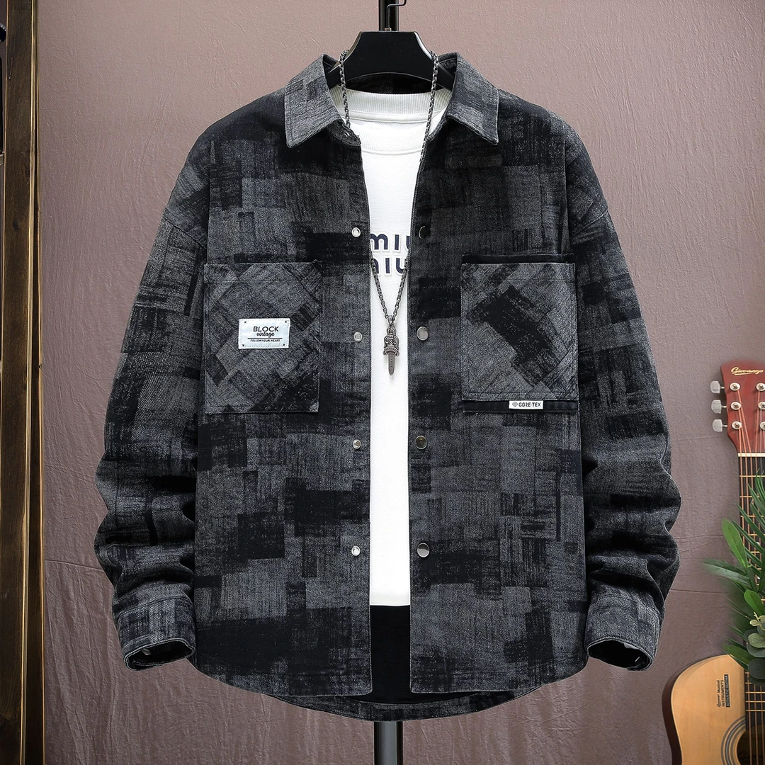 秋款潮牌牛仔外套男士夹克潮流宽松帅气时尚休闲百搭牛仔衣服