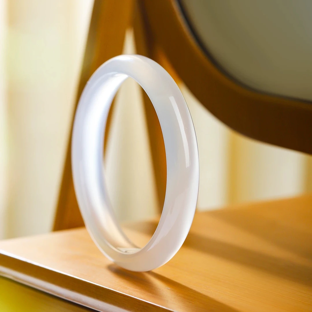 玉髓【正品马料】白月光香槟冰透正圈细条水晶百搭显白女款手镯