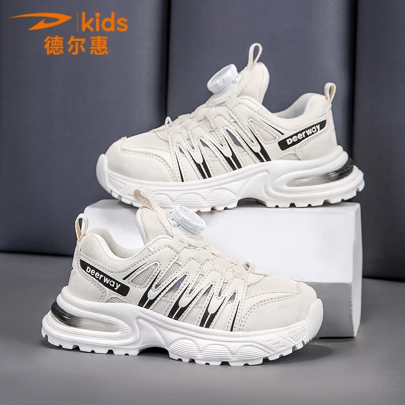 德尔惠男鞋春季超轻减震跑步运动老爹青少年防滑旋转纽扣休闲潮鞋