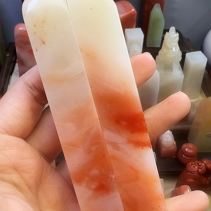 艺***地寿山石印石两个一组