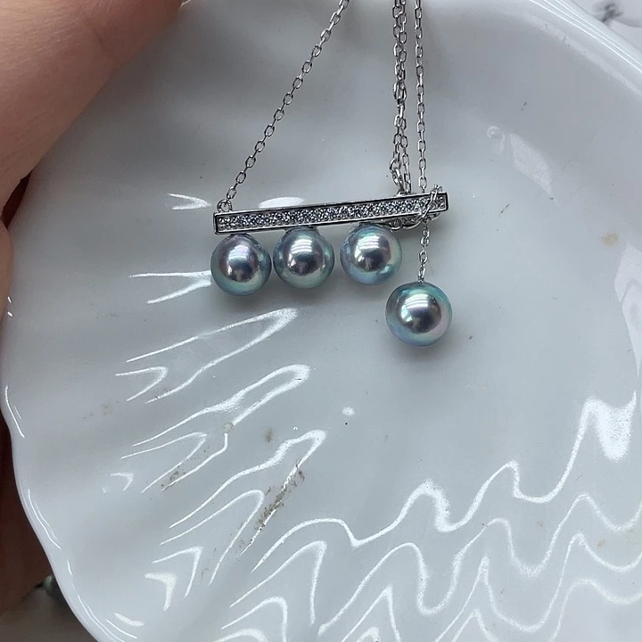 海水珍珠银S925镶嵌项链