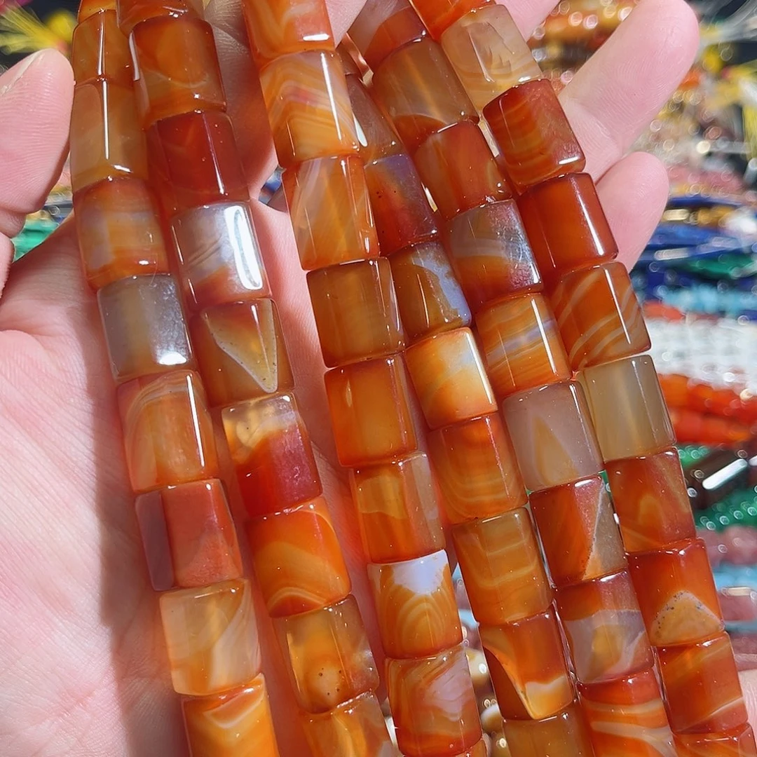 玛瑙/玉髓未镶嵌珠宝半成品六角切玛瑙一条12x16mm