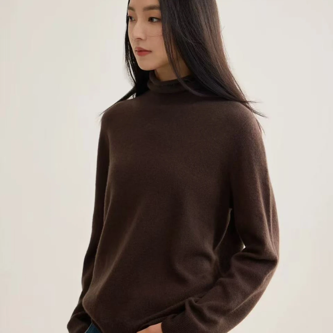 基础美学！女堆堆领针织衫宽松牦牛绒打底衫无缝毛衣7669
