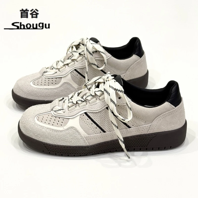 shougu/首谷超火复古平底时尚德训鞋女透气小众百搭运动休闲板鞋