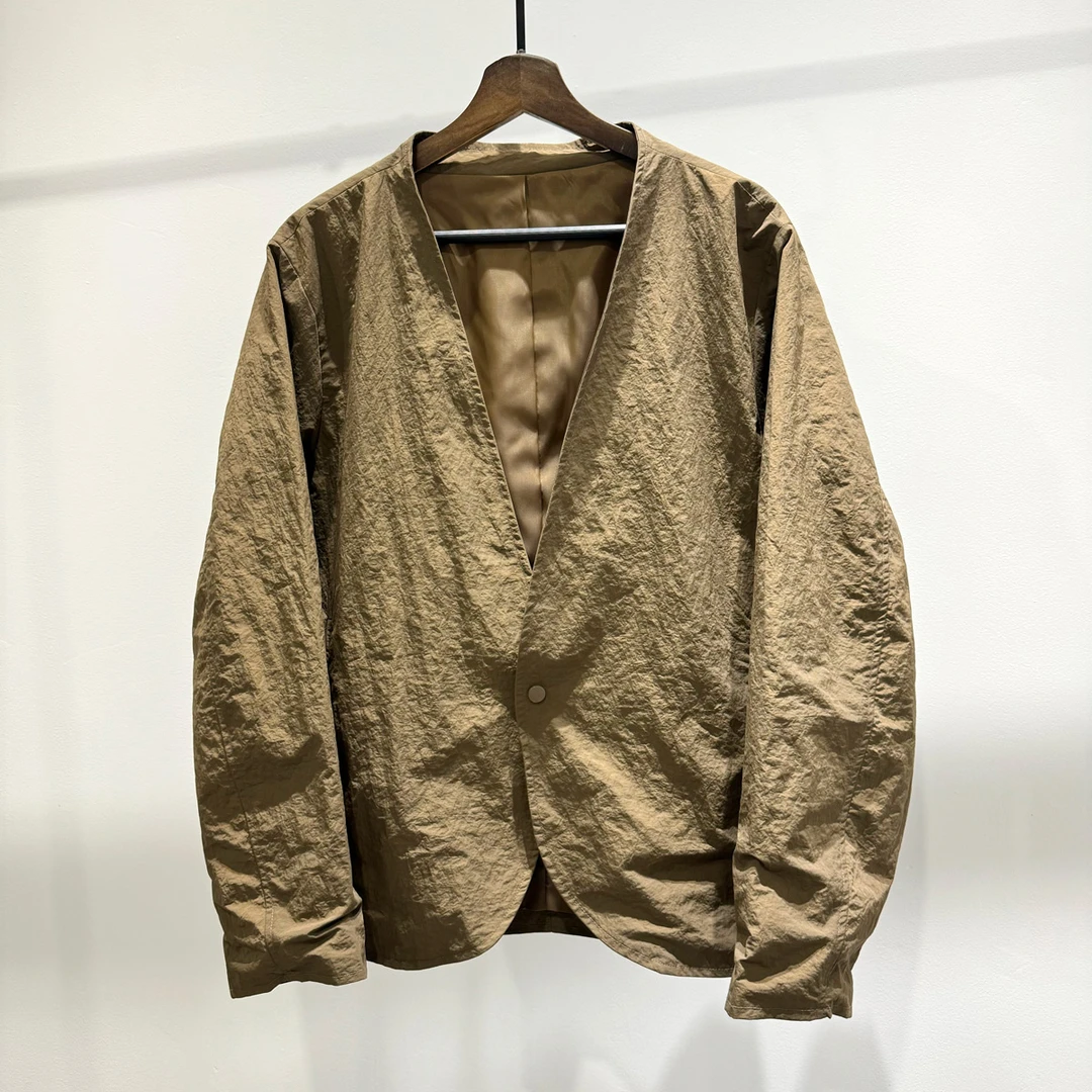 户外时尚简约V领休闲夹克潮牌INS男生春秋百搭日系显瘦宽松款外套