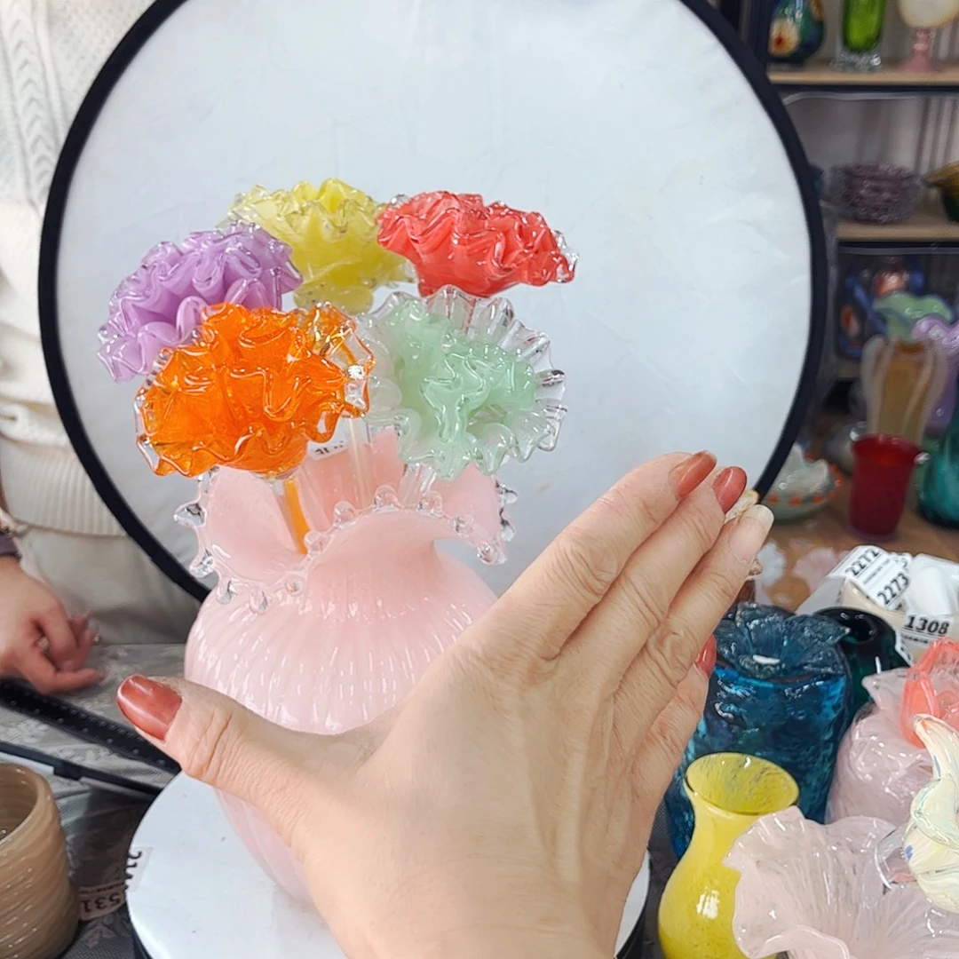 5朵康乃馨 家悦琉璃工艺品