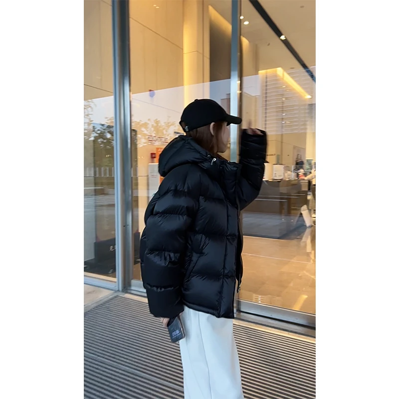 2024欧货冬季新款欧货韩系连帽高端白鹅绒羽绒服女面包服外套