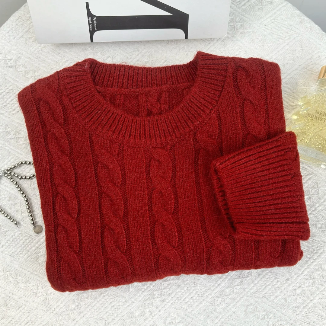 玲姐定制-南瓜红百搭图案字母款针织毛衣280300