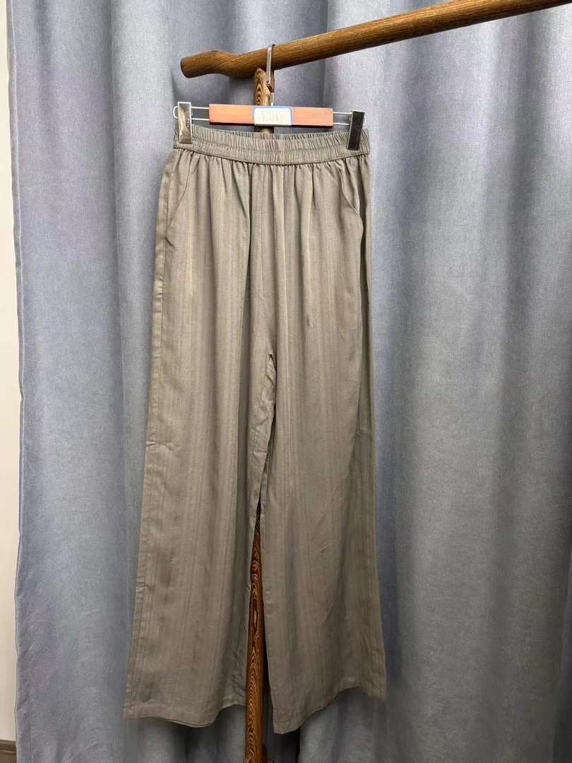 2025夏季新款休闲百搭宽松桑蚕丝直筒裤女H1685