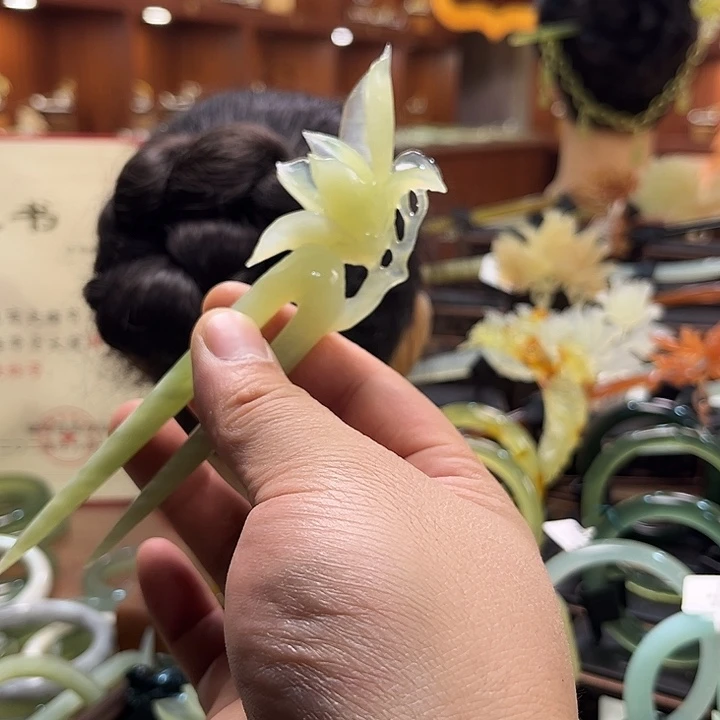 蛇纹石玉合金发饰