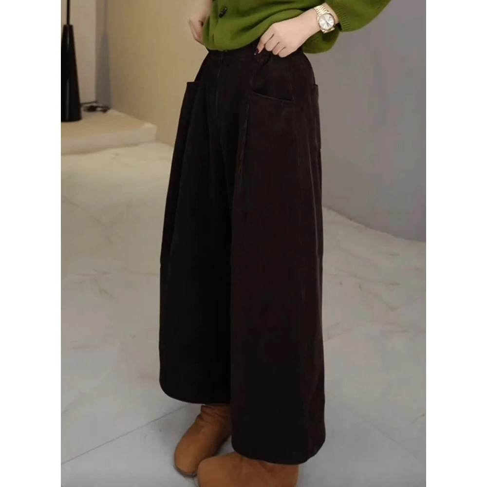 复古紫色宽松阔腿裤女2025秋季新款高腰显瘦小众舒适直筒休闲裤子