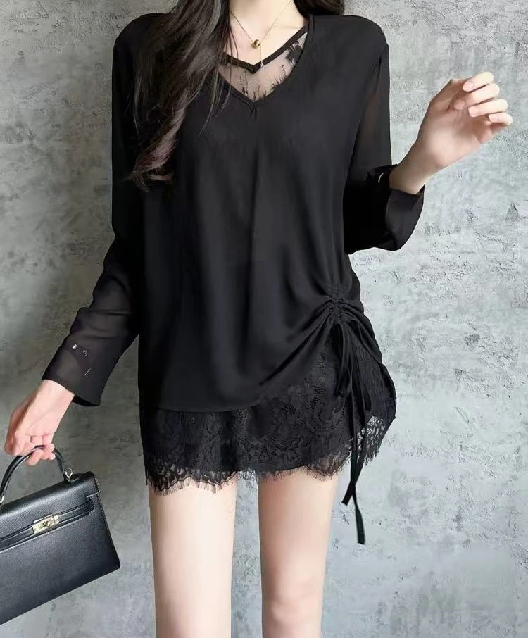 Z.X 名媛风蕾丝拼接假两件设计款上衣 727（C4）