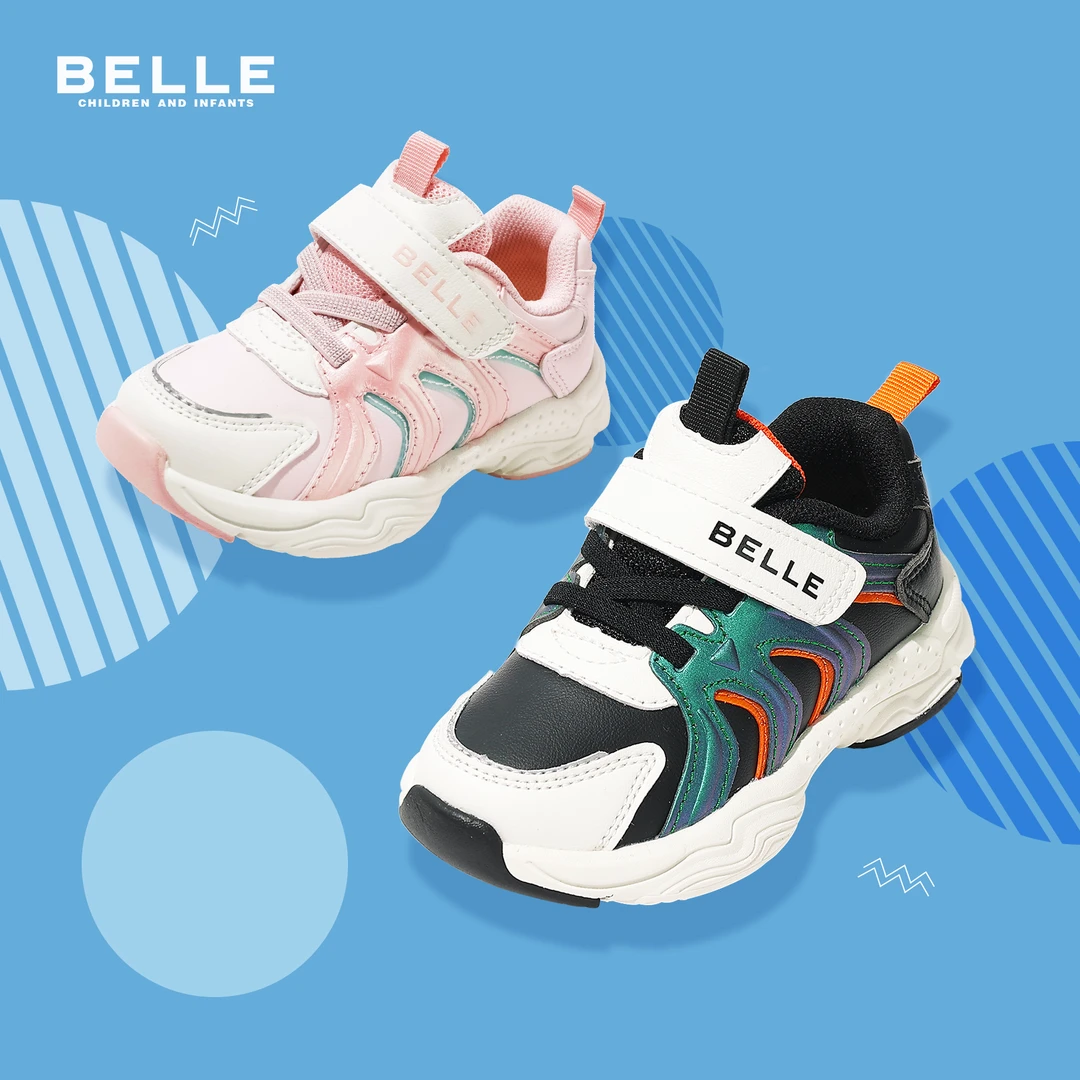 百丽儿童春季新款男童休闲透气软底防滑小童女宝运动鞋CE8431