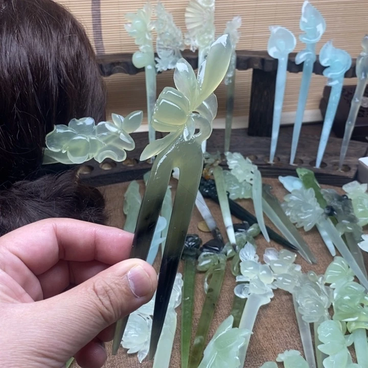 蛇纹石玉未镶嵌发簪