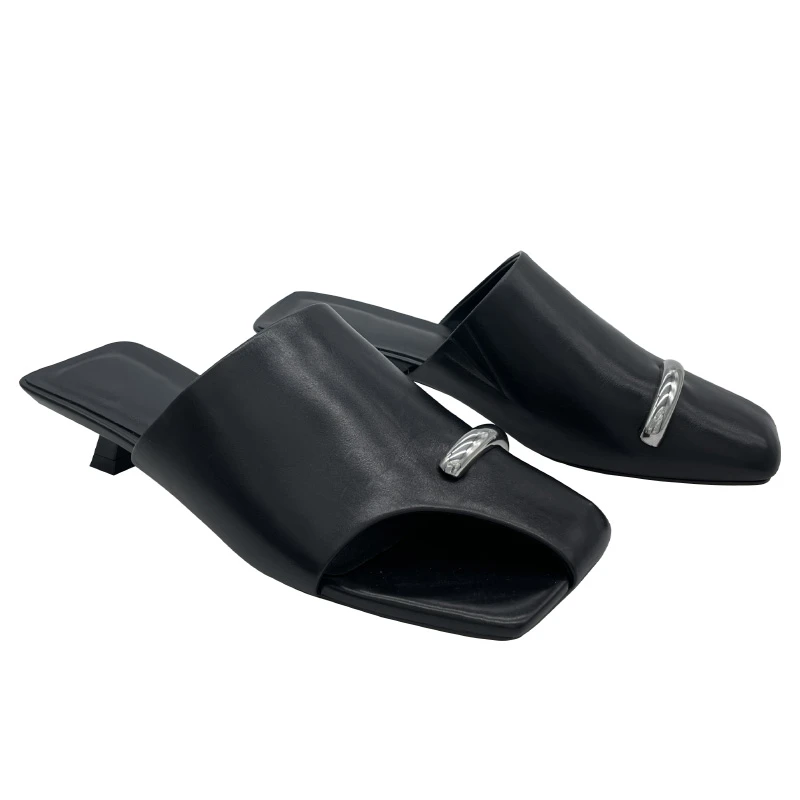 新款百搭气质一脚蹬气质休闲鞋尖头设计感女款高跟鞋308-19