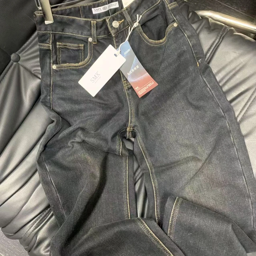 【 雨•美 推荐 】9566韩版时尚百搭磨毛牛仔裤