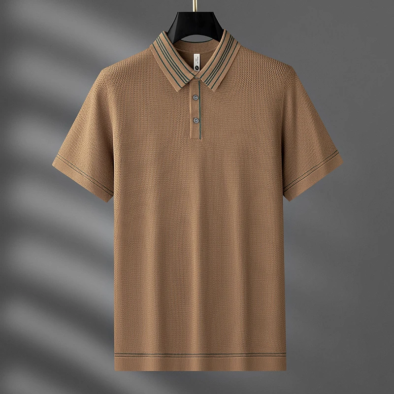 轻奢型男夏季针织短袖Polo衫简约青年休闲翻领 T恤商务修身打底衫