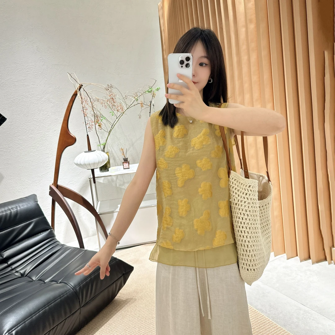 【褚培培自制】“金盏花的盛夏”-遮副乳-半夏设计感洋气文艺范背心女