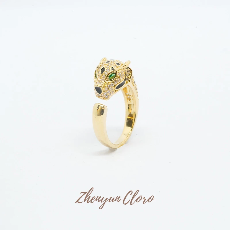 铜合金戒指 经典豹子头镶钻戒指 AD45031