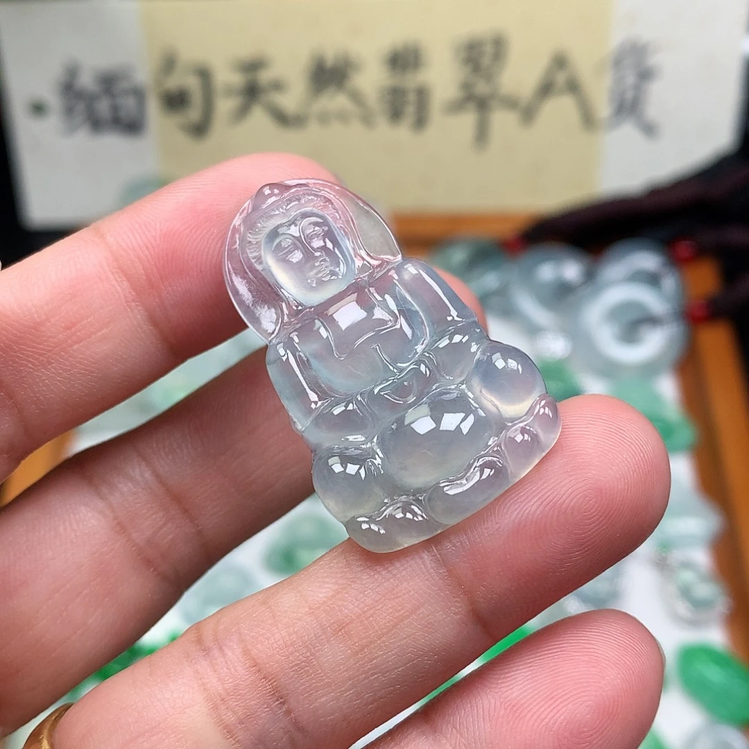 翡翠裸石缅甸天然A货翡翠冰种观音