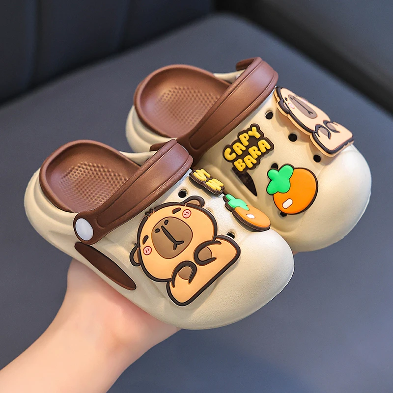 卡皮巴拉洞洞鞋男童夏2025新款居家室内大中小童婴幼童儿童凉拖鞋