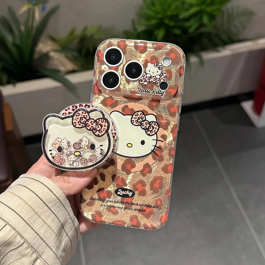 全包镜头三丽鸥豹纹磁吸支架Phone17promax手机壳1615适用苹果14