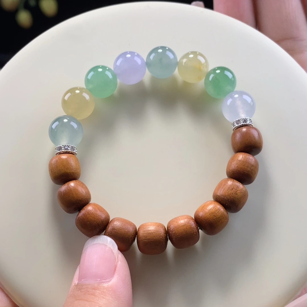 翡翠未镶嵌手串生如夏花