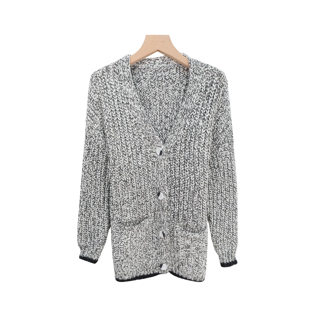 高级感中长款毛衣外套慵懒风宽松复古针织开衫上衣1008X