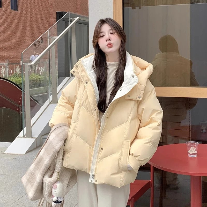 奶fufu黄色甜美减龄白鸭绒羽绒服短外套女冬韩版羽绒服女潮宽松版