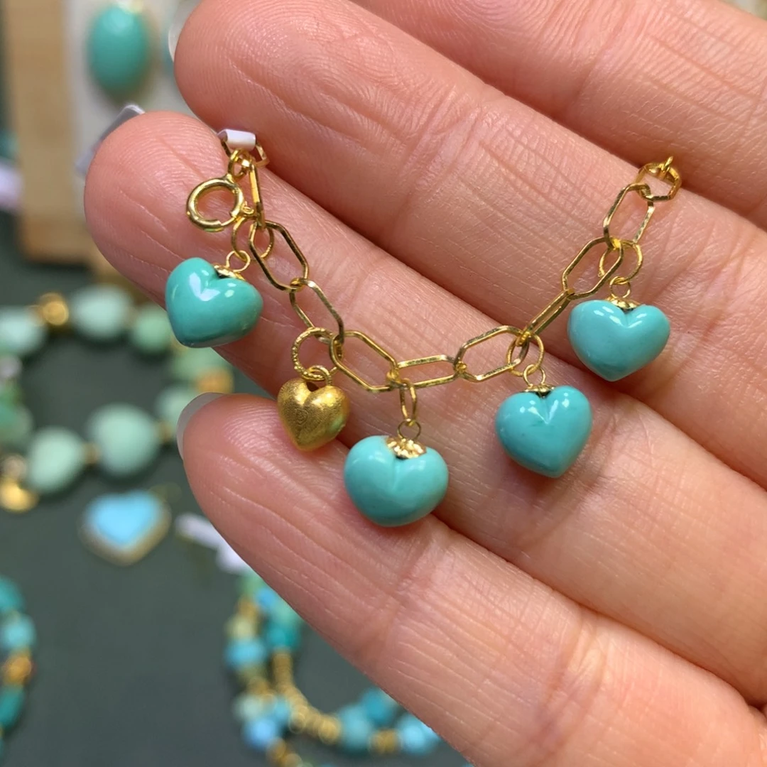 绿松石挂件18K金镶嵌