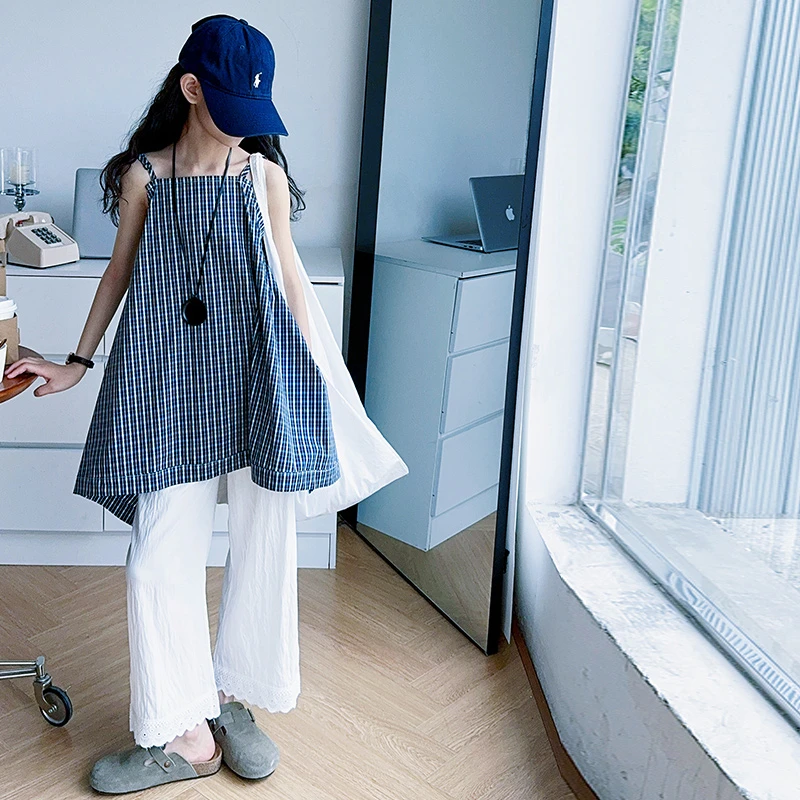 女童夏装连衣裙2025新款女大童夏季韩系吊带裙儿童夏天直筒裤套装