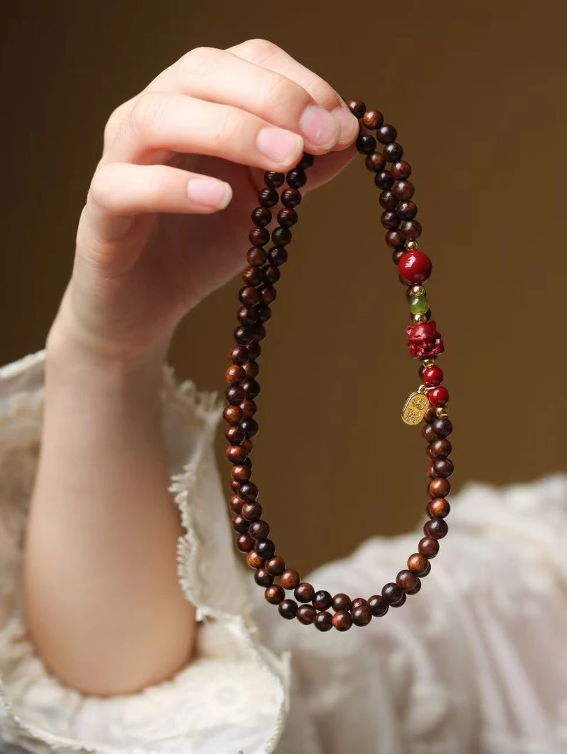 【新人礼】多圈花梨朱砂凤九手串念珠 M12 -35