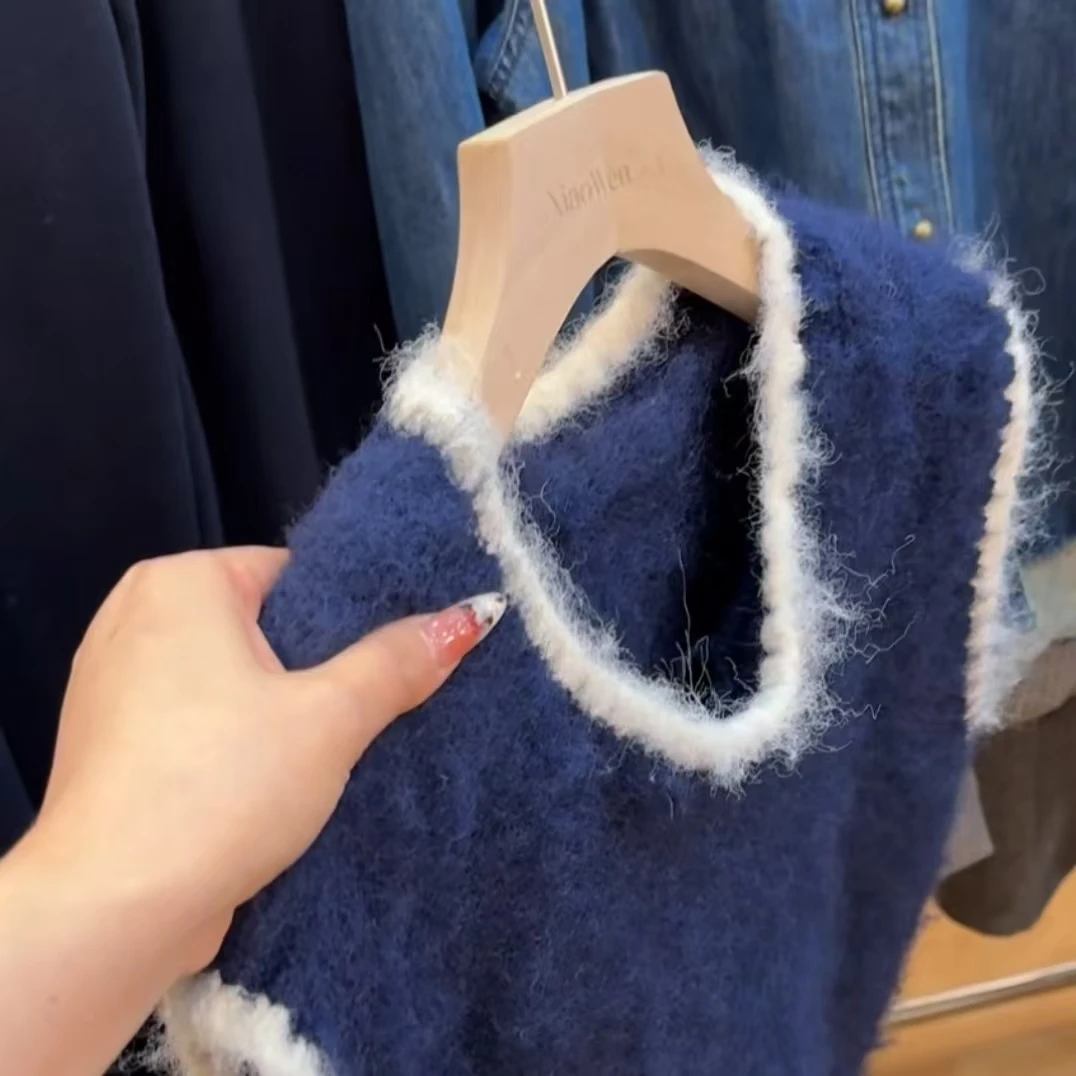 小文姐 W0978-冬季休闲针织马甲外穿修身显瘦内搭保暖毛衣背心