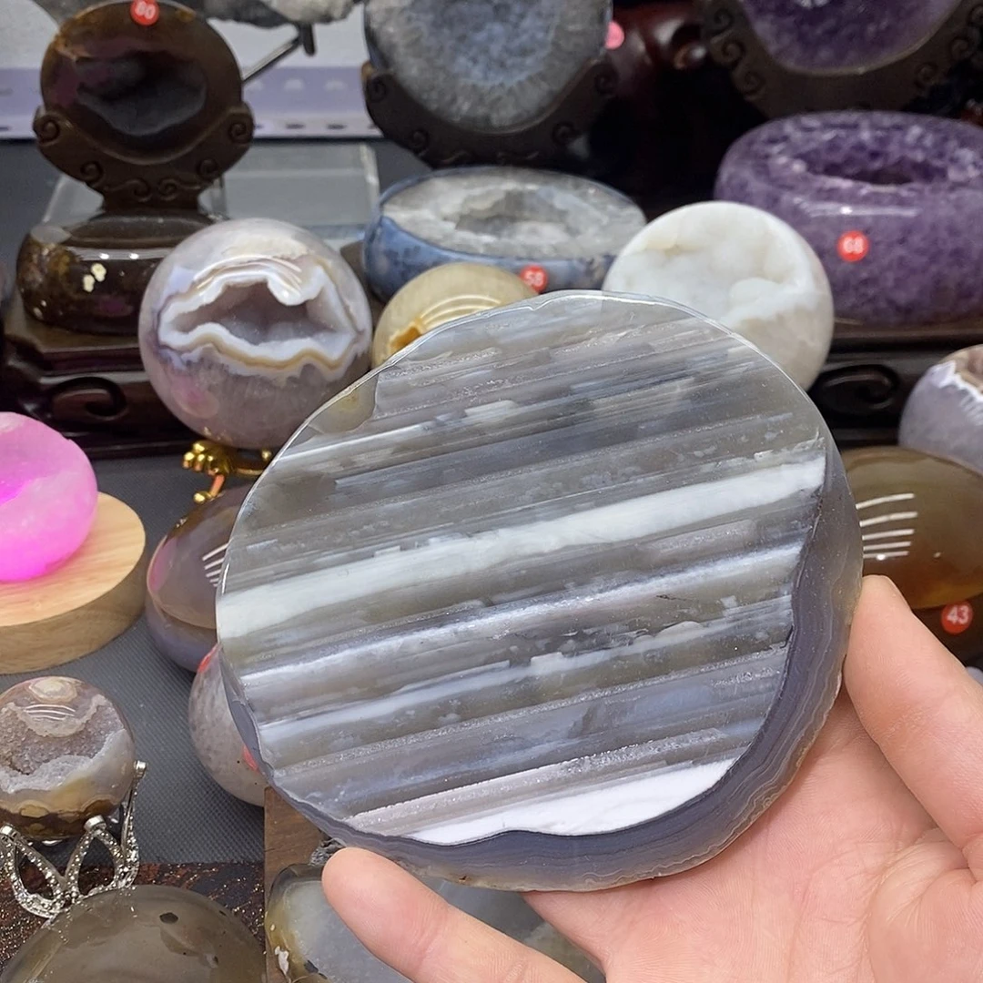 摆件紫晶未镶嵌玛瑙片