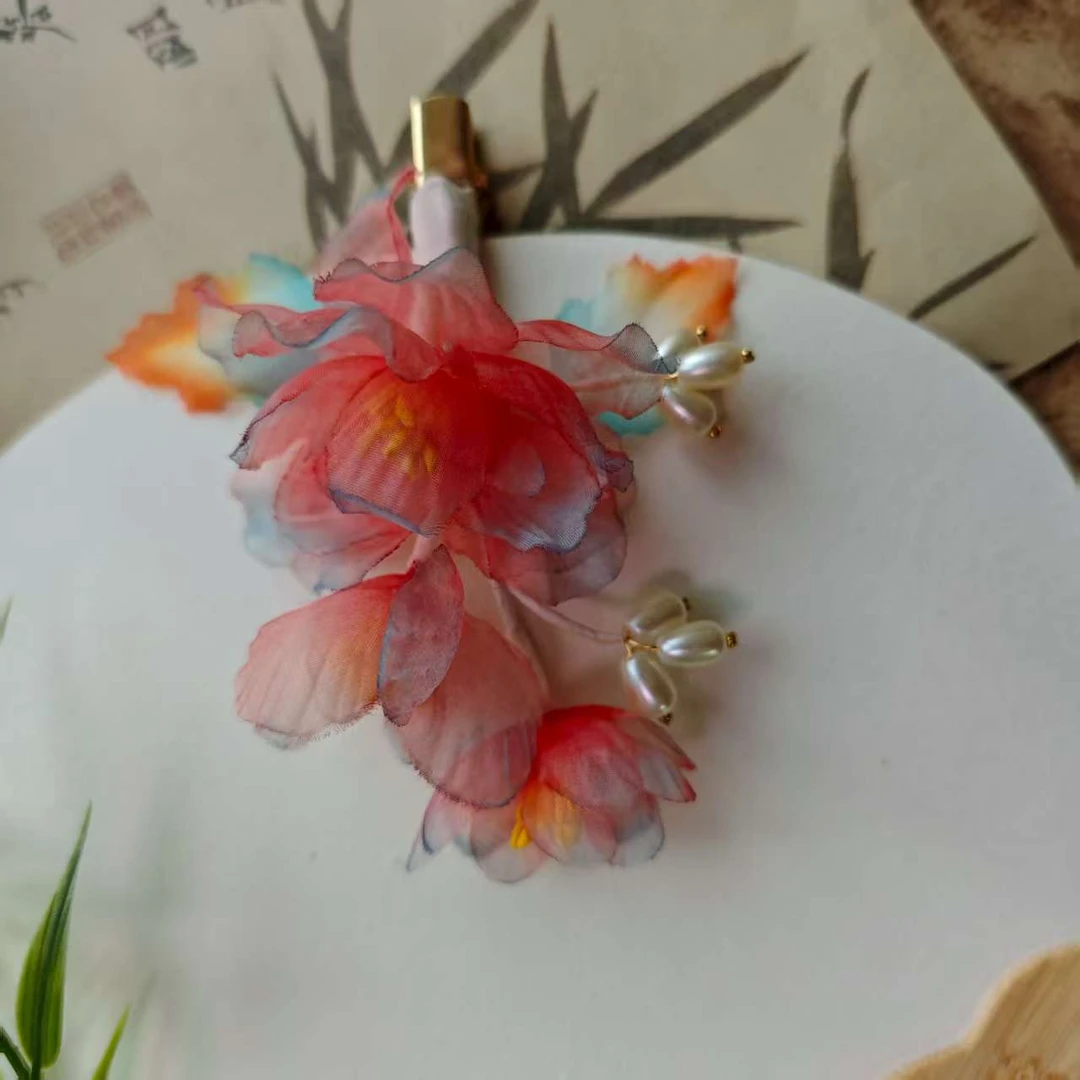 【云鬓花颜阁烫花发夹】绯笺蝶使爆款新中式汉服纯手工古风发饰A101