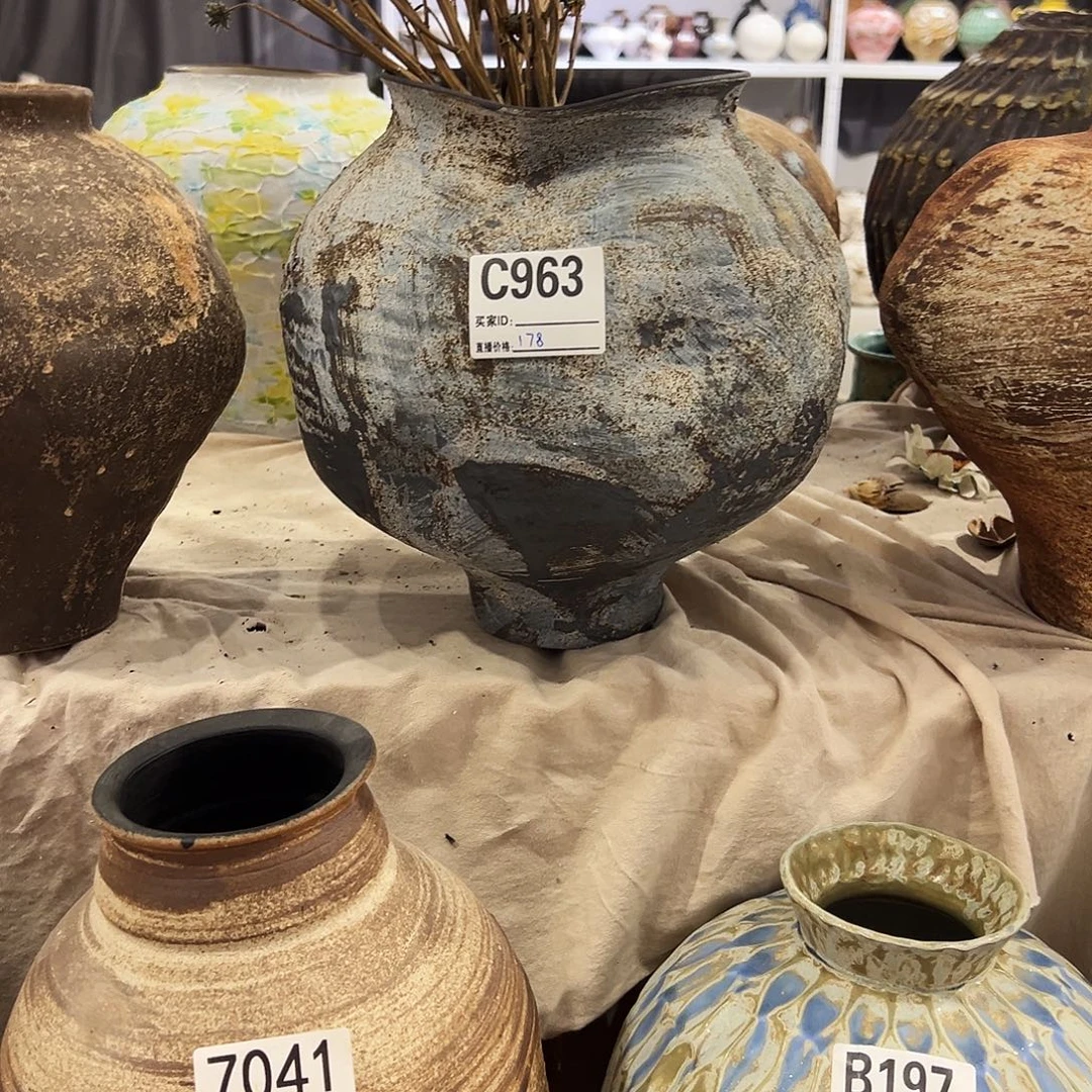 瓶C963高26口12陶瓷花瓶无孔