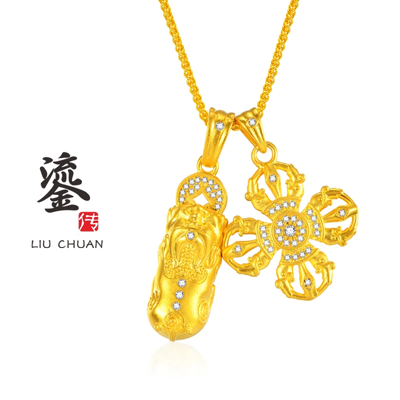 【鎏传】貔貅十字架金刚杵时尚百搭项链#70025