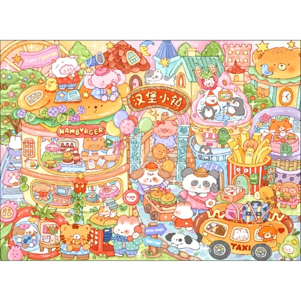 新疆长绒棉*汉堡小镇120*160大格74色十字绣(精准印花)