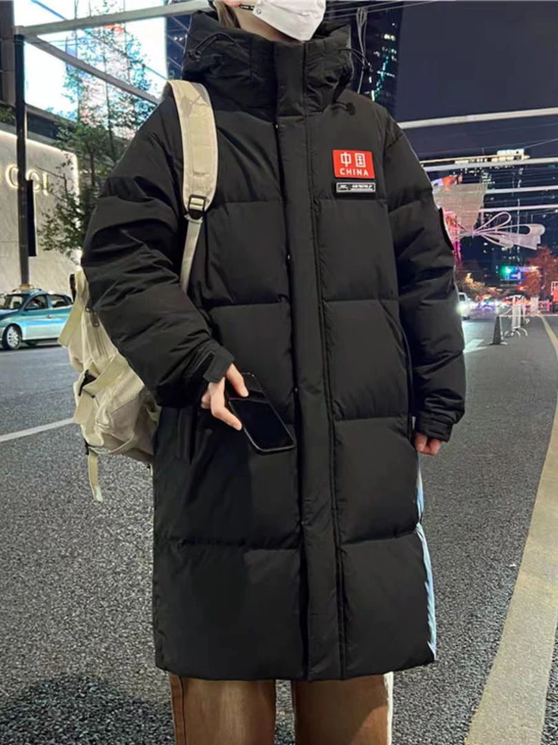 3109长款潮牌连帽保暖男士冬季时尚衣服防寒衣休闲百搭